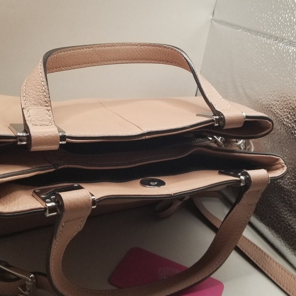 Vince Camuto Rosie Satchel Vintage Quartz Leather Blush Pink Shoulder Bag Purse - Picture 3 of 14